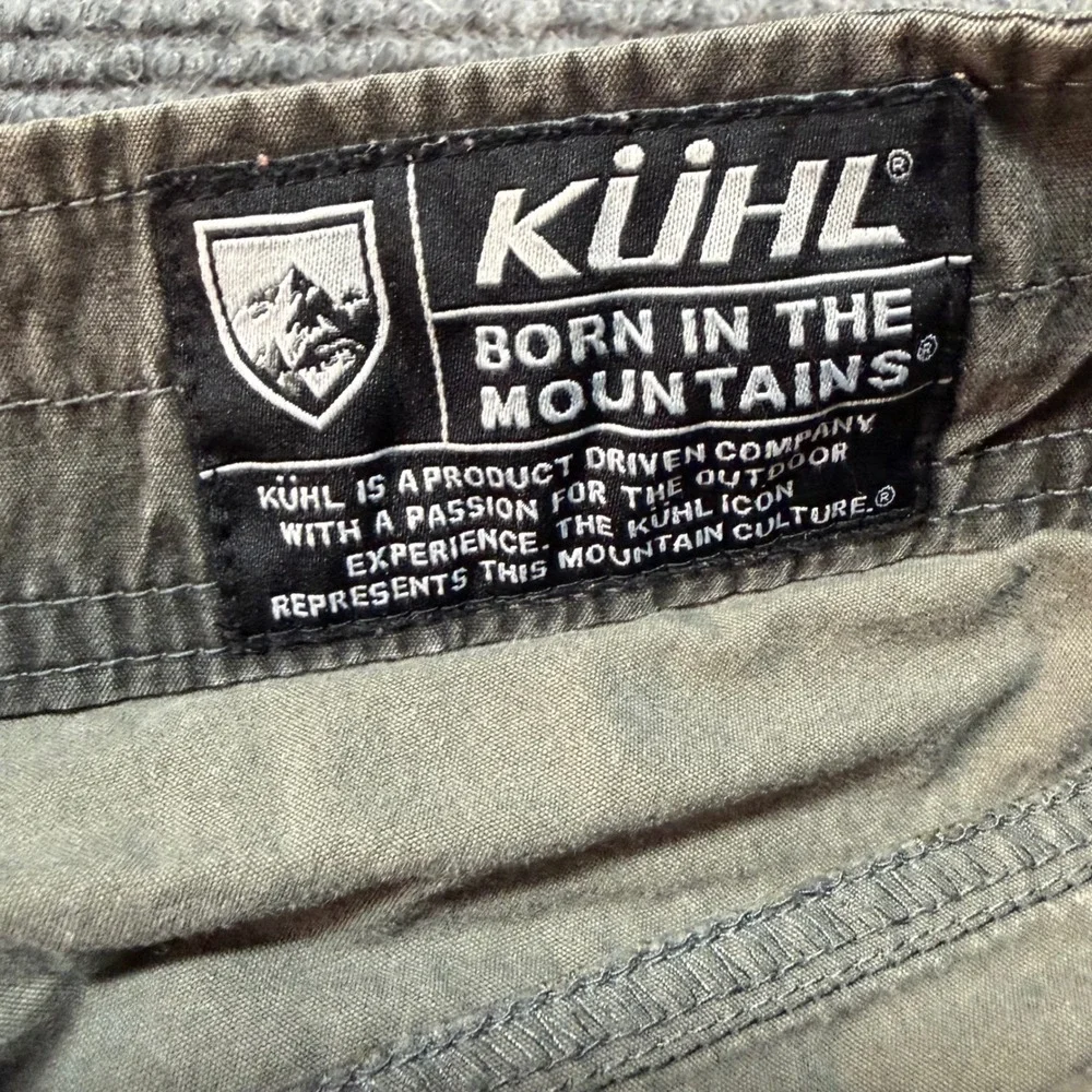 Kuhl Rydr Mens 35x32 Charcoal Grey Brown Cotton Twill Outdoor Hiking Pants
